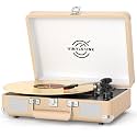 Vinyl Record Player Bluetooth with Treble & Bass Gain Vintage Portable Suitcase Turntable LP Player with Built-in Speakers, 33 45 78 RPM, Belt Drive, Auto Stop, RCA/AUX/Headphone Jack