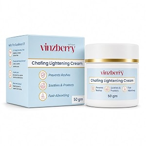 vinzberry anti-chafing cream for men and women  non greasy lightens dark patch  prevents and soothes rashes  ideal for thighs armpits breasts and tummy folds  for athletes cyclists runners trekkers swimmers and gym enthusiast - 50g pack of 1