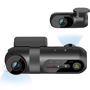 viofo t130 uber 3 channel dash cam built in wifi gps 2k 3- way car dash camera ir night vision 1440p front 1080p inside amp rear super capacitor g-sensor 24 hour parking mode 256gb supported 1 year warranty