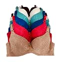 Viola's Secret 6 Pack of Color Print T-Shirt Bras B Cup C Cup and D Cup