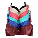 Viola's Secret 6 Pack of Color Print T-Shirt Bras B Cup C Cup and D Cup
