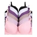 Viola's Secret 6 Pack of Color Print T-Shirt Bras B Cup C Cup and D Cup