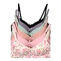 Viola's Secret 6 Pack of Color Print T-Shirt Bras B Cup C Cup and D Cup