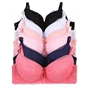 Viola's Secret 6 Pack of Color Print T-Shirt Bras B Cup C Cup and D Cup