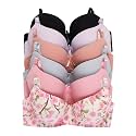 Viola's Secret 6 Pack of Color Print T-Shirt Bras B Cup C Cup and D Cup