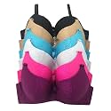 Viola's Secret 6 Pack of Color Print T-Shirt Bras B Cup C Cup and D Cup