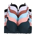 Viola's Secret 6 Pack of Color Print T-Shirt Bras B Cup C Cup and D Cup