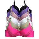 Viola's Secret 6 Pack of Color Print T-Shirt Bras B Cup C Cup and D Cup