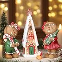 VioraWhite 3 Pcs Christmas Gingerbread House Decor, 9.4" Resin Figurines