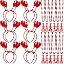 VioraWhite 36/72 pcs Crawfish Boil Party Necklace and Lobster Shrimp Headbands Hair Hoops for Mardi Gras Crab Seafood Party