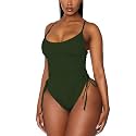 Viottiset Women's Ruched High Cut One Piece Swimsuit Tummy Control Bathing Suit Monokini