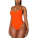 Viottiset Women's Ruched High Cut One Piece Swimsuit Tummy Control Bathing Suit Monokini