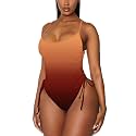 Viottiset Women's Ruched High Cut One Piece Swimsuit Tummy Control Bathing Suit Monokini