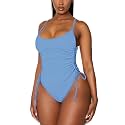 Viottiset Women's Ruched High Cut One Piece Swimsuit Tummy Control Bathing Suit Monokini