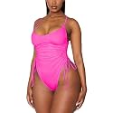 Viottiset Women's Ruched High Cut One Piece Swimsuit Tummy Control Bathing Suit Monokini