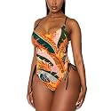 Viottiset Women's Ruched High Cut One Piece Swimsuit Tummy Control Bathing Suit Monokini