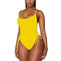 Viottiset Women's Ruched High Cut One Piece Swimsuit Tummy Control Bathing Suit Monokini