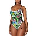 Viottiset Women's Ruched High Cut One Piece Swimsuit Tummy Control Bathing Suit Monokini