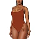 Viottiset Women's Ruched High Cut One Piece Swimsuit Tummy Control Bathing Suit Monokini