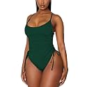Viottiset Women's Ruched High Cut One Piece Swimsuit Tummy Control Bathing Suit Monokini
