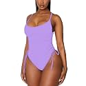 Viottiset Women's Ruched High Cut One Piece Swimsuit Tummy Control Bathing Suit Monokini