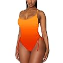 Viottiset Women's Ruched High Cut One Piece Swimsuit Tummy Control Bathing Suit Monokini