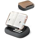 Viozon Lap Book Pillow Stand with Storage, Adjustable Beanbag Reading Pillow with Dark Wood Panel, Multi-Angle Book Holder for Hands-Free Reading in Bed or Sofa,Book Lover Essential, Soft Cushion