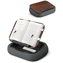 Viozon Lap Book Pillow Stand with Storage, Adjustable Beanbag Reading Pillow with Dark Wood Panel, Multi-Angle Book Holder for Hands-Free Reading in Bed or Sofa,Book Lover Essential,Soft Cushion