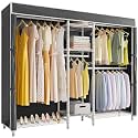 VIPEK Classic V6C Heavy Duty Covered Clothes Rack 5 Tiers Wire Garment Rack Large Size Wardrobe Closet White Metal Clothing Rack with Black Oxford Cover, 70.1" L x 17.3" W x 76.4" H, Max Load 870 LBS
