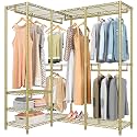 VIPEK L40 Corner Clothes Rack, Heavy Duty L-Shaped Freestanding Closet, Metal Clothing Rack, Corner Wardrobe for Hanging Clothes, 53.75" L x 38" W x 76.4" H, Load Capacity 1110 LBS, Gold