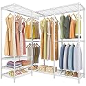 VIPEK L40 Plus Garment Rack L Shaped Clothes Rack for Corner, Freestanding Portable Wardrobe Closet Heavy Duty Clothing Rack for Hanging Clothes, 60.6"L x 45"W x 76.4"H, Load Capacity 1300LBS, White