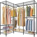 VIPEK L40 Plus Garment Rack L Shaped Clothes Rack for Corner, Freestanding Portable Wardrobe Closet Heavy Duty Clothing Rack for Hanging Clothes, 60.6"L x 45"W x 76.4"H, Load Capacity 1300LBS, Black