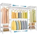 VIPEK X30 Expandable Clothes Rack Adjustable from 5' to 6'11", 950lbs Capacity Heavy Duty Portable Closet with 4 Hanger Rods & 7 Wire Shelves, Metal Wardrobe System for Reach-in Closet, White