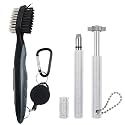 VIPMOON Golf Club Cleaner Kit, 2 Pcs Groove Sharpener Regrooving Tool and 1 Pcs Retractable Club Cleaner Brush, Portable Groove Sharpener Tool for All Golf Irons for Men