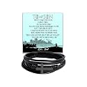VIRAGIL To My Son Leather Bracelet, Son Gifts From Mom And Dad, Bracelets For Sons From Father Mother, Gift For My Sons Christmas, Graduation Birthday With Message Card And Gift Box