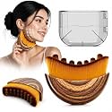 Viral olb auraderm lymphatic contour guasha brush for snatched face, chin, neck | face sculpting tool for de-puffing, jawline definition & skin firming | wooden lumera brush for massage & skincare use (New Brown)