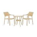 VIRASAT FURNITURE & FURNISHING Garden Furniture Set for Outdoor/Indoor Use, 1 Table with 2 Chairs, Beige