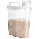 Viretec Rice Storage Container, 5 to 10lb Dry Food Airtight Dispenser, Pet Dog Cat Food Canister, BPA Free Clear Plastic Kitchen and Pantry Organization Bin for Oatmeal, Cereal, Pasta, Flour White
