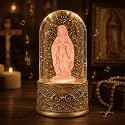 Virgin Mary Water Snow Globe Night Light with Silent Night Music, Catholic Mother Mary Musical Water Globe, 6 Hours Timer, USB or 3 AA Battery Powered, Religious Gift for Women Mom Grandma