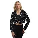 VIRGIO Womens Polka Dot Crop Blazer 