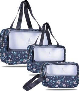 virtuous toiletry  makeup organizer bags for women floral design navy blue