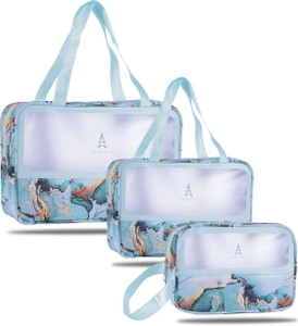 virtuous toiletry  makeup organizer bags for women floral design navy blue multicolor