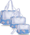 Virtuous Toiletry & Makeup Organizer Bags for Women (Floral Design, Navy Blue) (Blue, Multicolor)