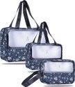 Virtuous Toiletry & Makeup Organizer Bags for Women (Floral Design, Navy Blue)