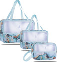 Virtuous Toiletry & Makeup Organizer Bags for Women (Floral Design, Navy Blue) (Multicolor)