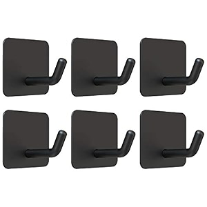 vis39v adhesive hooks waterproof stick on shower towel hooks stainless steel black 6 pcs