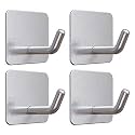VIS'V Adhesive Hooks for Shower Wall, Heavy Duty, Silver, 4 Pcs