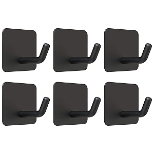 vis39v adhesive hooks waterproof stick on shower towel hooks stainless steel black 6 pcs