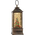 VISFLAIR 10'' Lighted Christmas Tree Cardinal Music Snow Globe Water Lantern with Swirling Glitter Decoration for Christmas Home, Living Room, Battery Operated or USB Powered