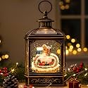 VISFLAIR Christmas Village Snow Globe Lantern Musical Lighted Mountain Village Snowman &amp; Train Water Lantern in Swirling Glitter, Christmas Home Decoration and Gift, Battery Operated or USB Powered